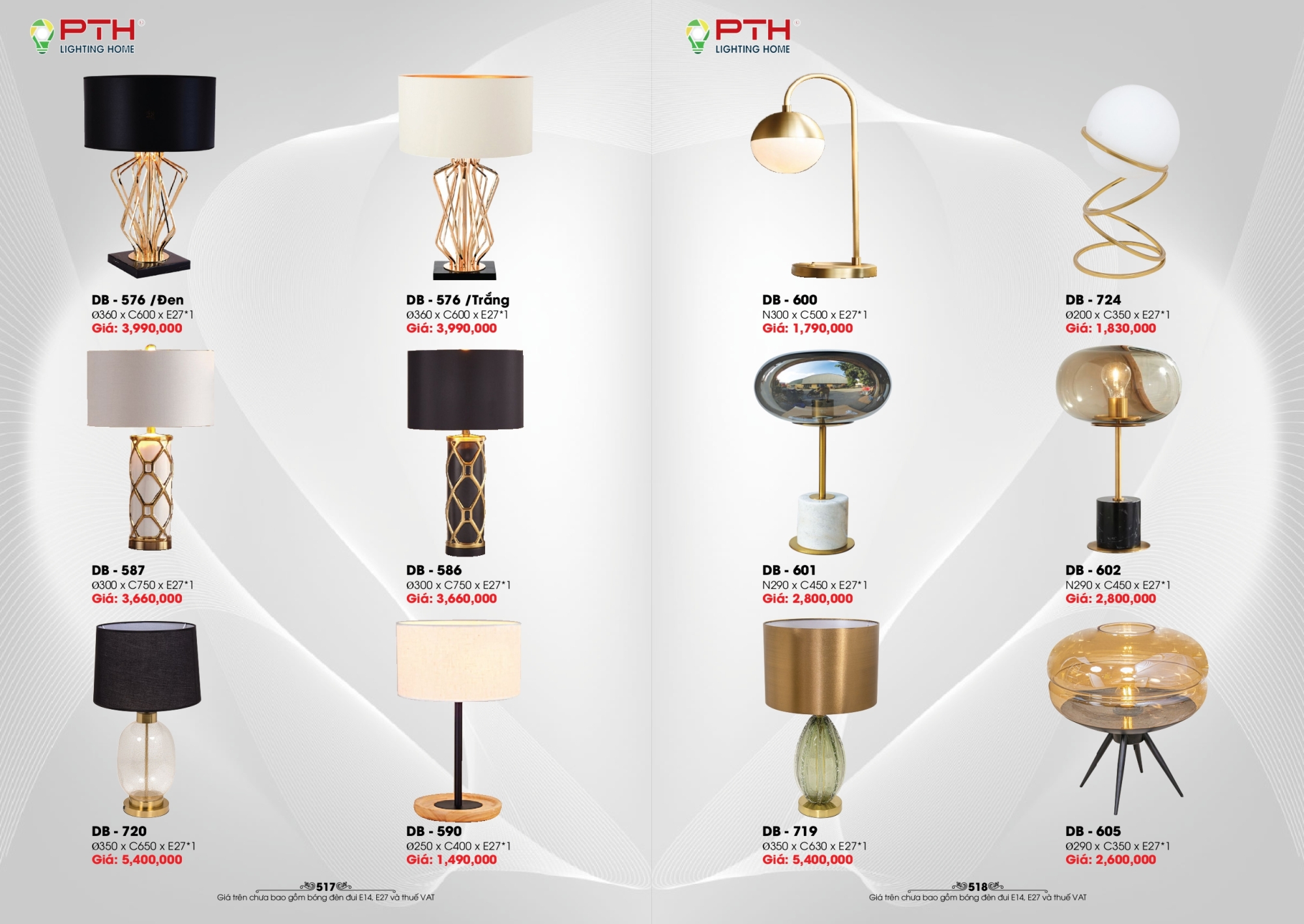 Bảng giá đèn trang trí PTH Lighting Home 2026